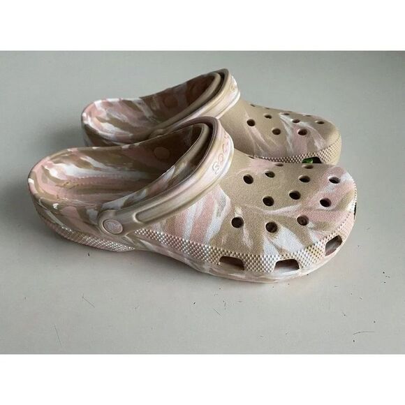 Crocs Classic Marbled Tie Dye Clogs Unisex Men’s Sz 10 Women’s 12 Chai Pink NEW - Picture 3 of 9